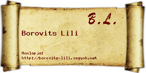 Borovits Lili névjegykártya